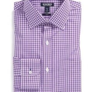 Bonobos Daily Grind Purple Medium Gingham Slim 15x33 wrinkle free